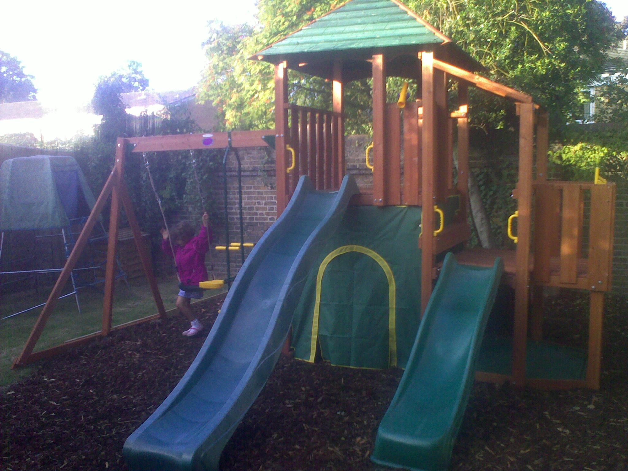 wooden play centre with slide